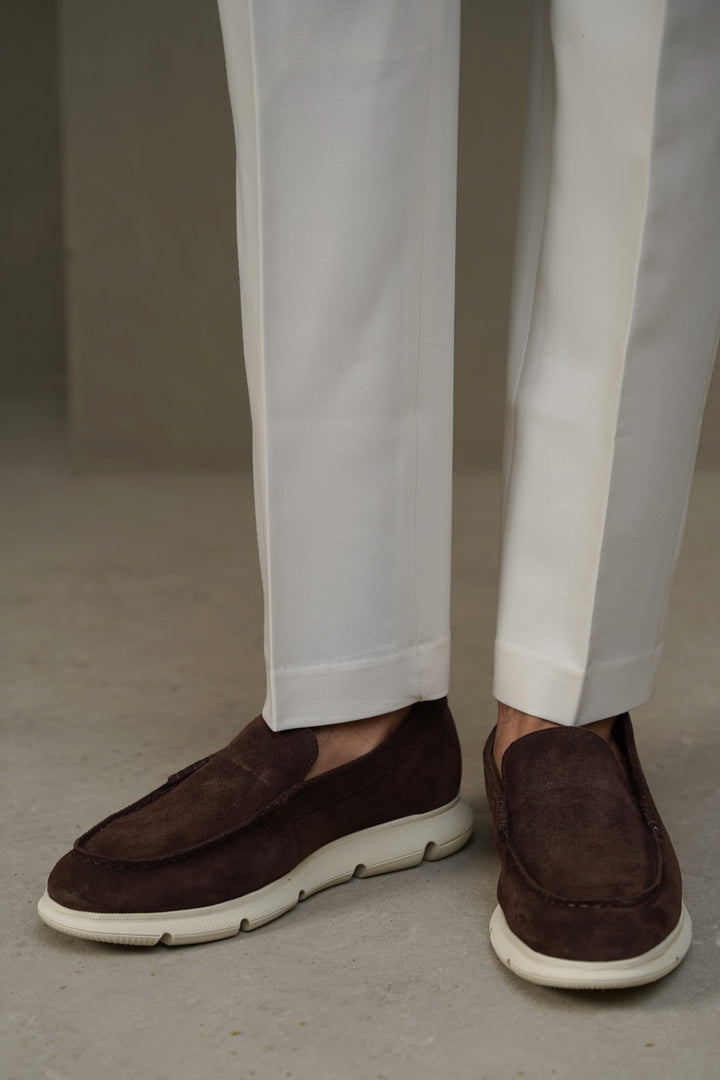 COFFEE AIR-SOLE SUEDE LOAFERS