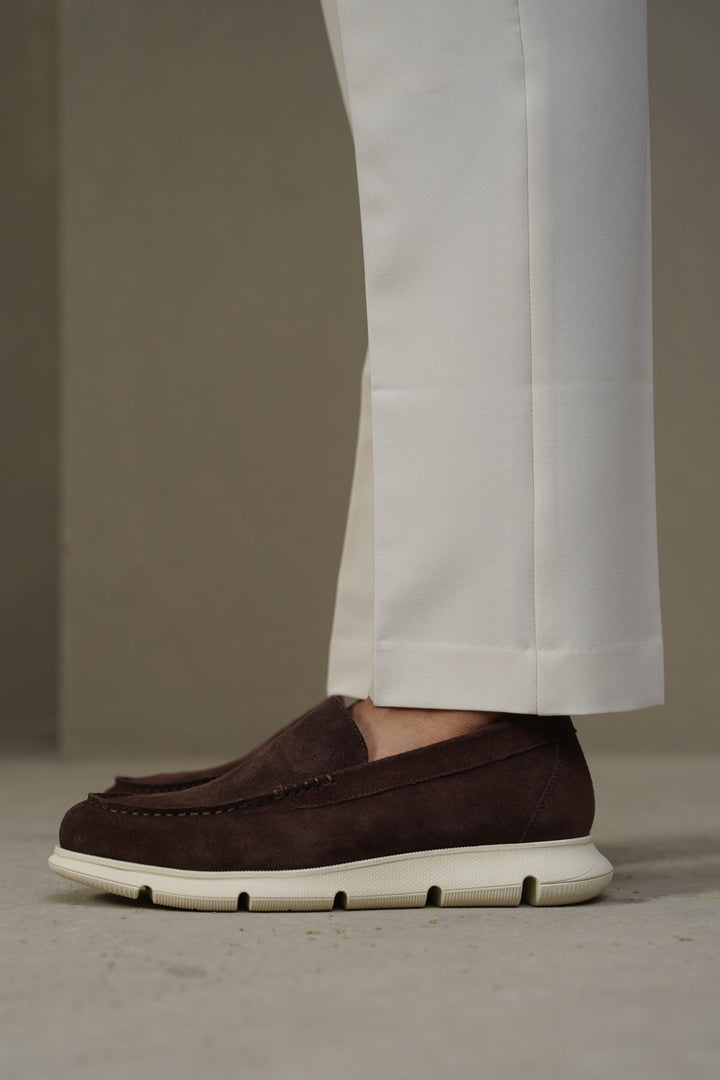 COFFEE AIR-SOLE SUEDE LOAFERS