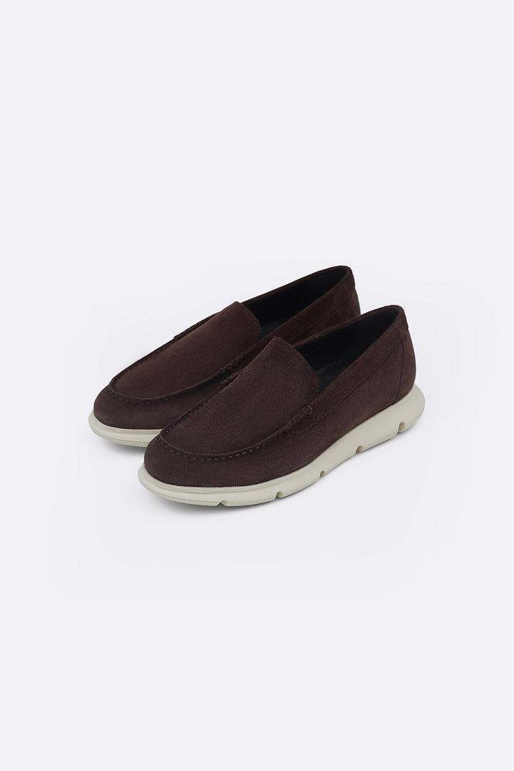 COFFEE AIR-SOLE SUEDE LOAFERS