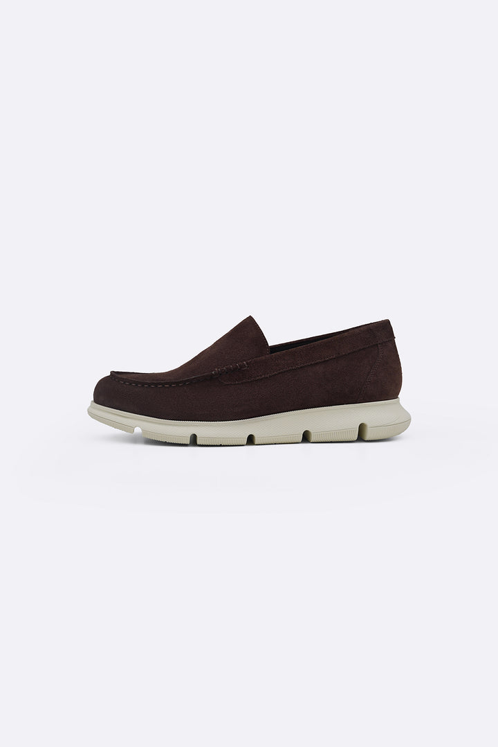 COFFEE AIR-SOLE SUEDE LOAFERS