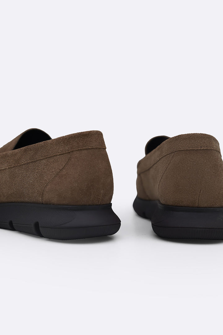 TAUPE AIR-SOLE SUEDE LOAFERS