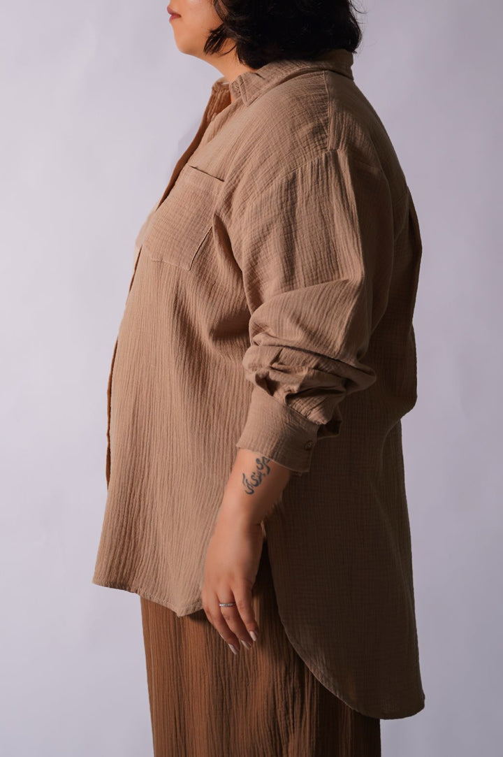 CAMEL CURVE MUSLIN SHIRT