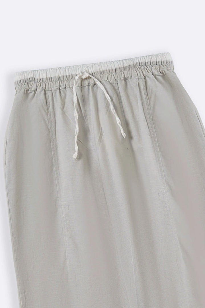 BEIGE EASY BARREL PANTS