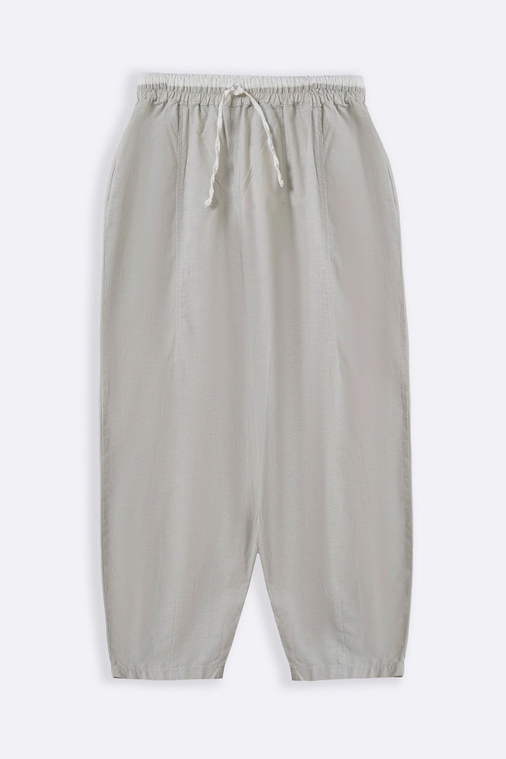 BEIGE EASY BARREL PANTS