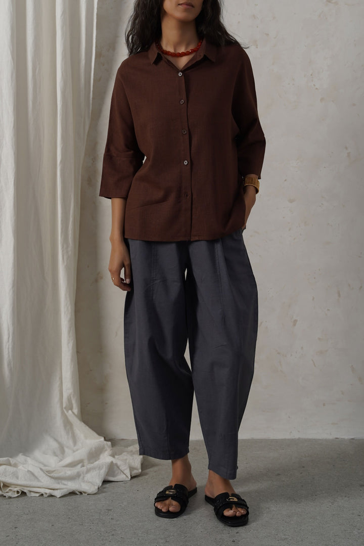 GREY EASY BARREL PANTS