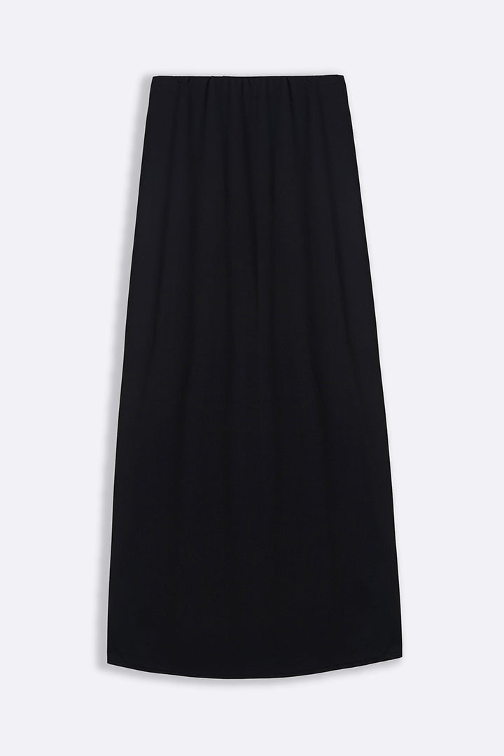 BLACK HIGH-WAISTED LONG SKIRT