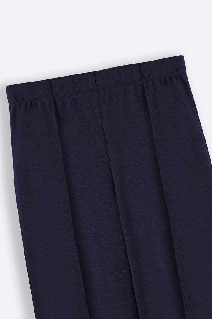 NAVY STRETCHY PANTS WITH PLEAT
