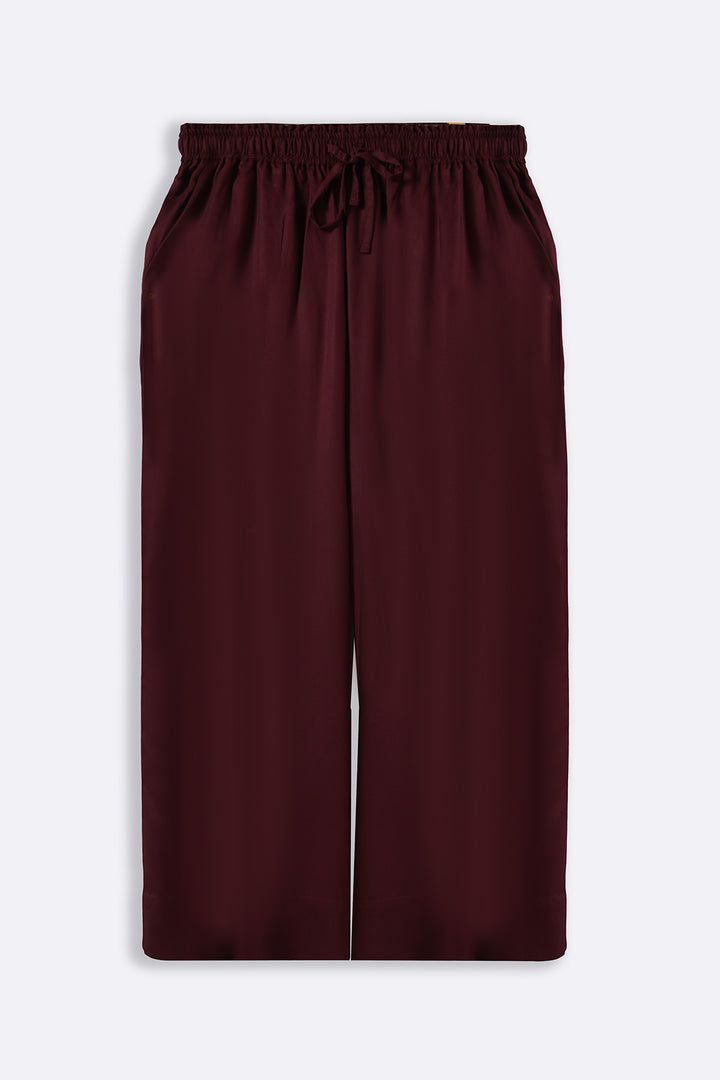 BURGUNDY WIDE BASIC PANTS