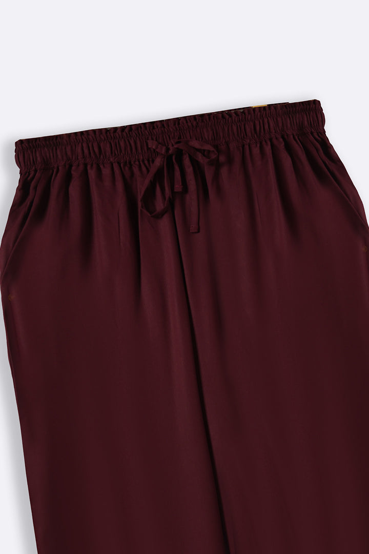 BURGUNDY WIDE BASIC PANTS