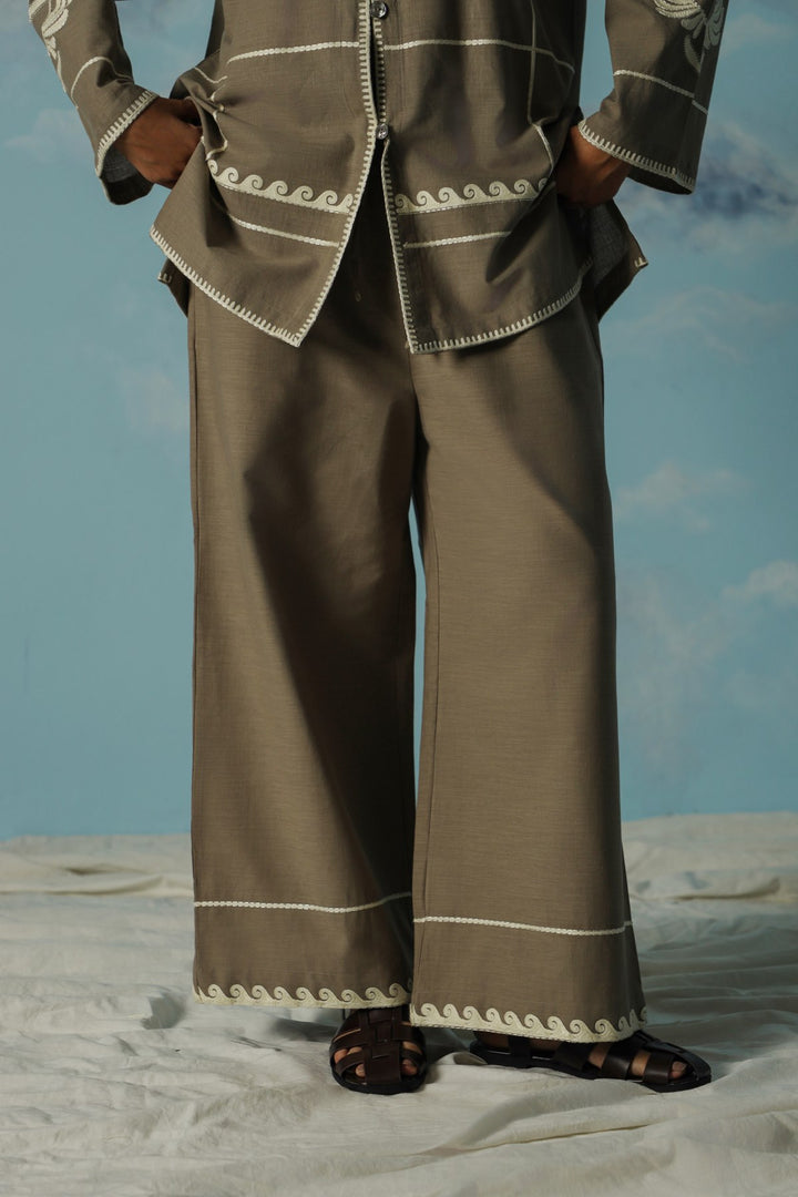 BEIGE DESERT NOON EMBROIDERED PANTS