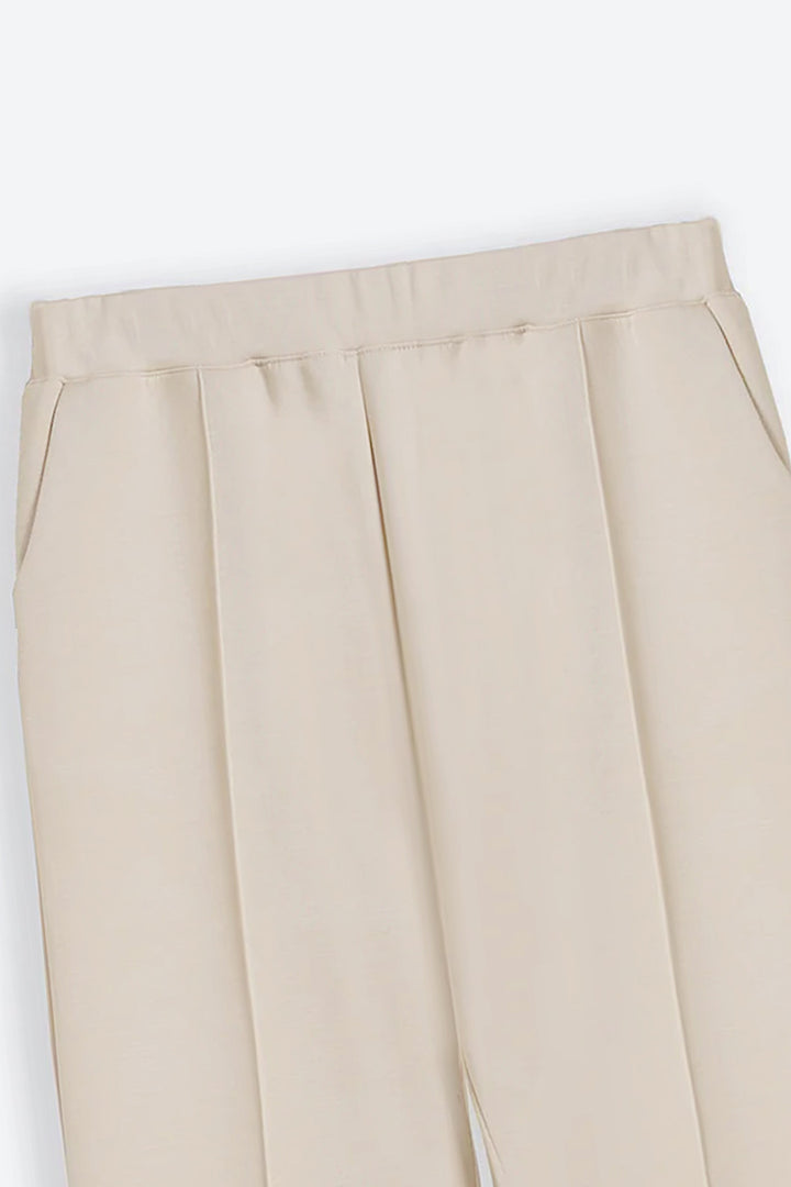 IVORY STRAIGHT-FIT TROUSERS
