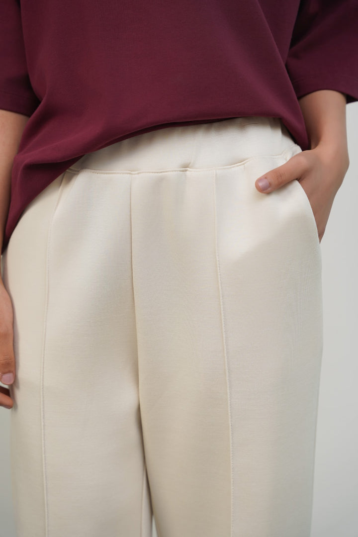 IVORY STRAIGHT-FIT TROUSERS