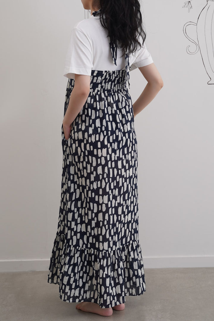 BLACK COTTON HALTER DRESS