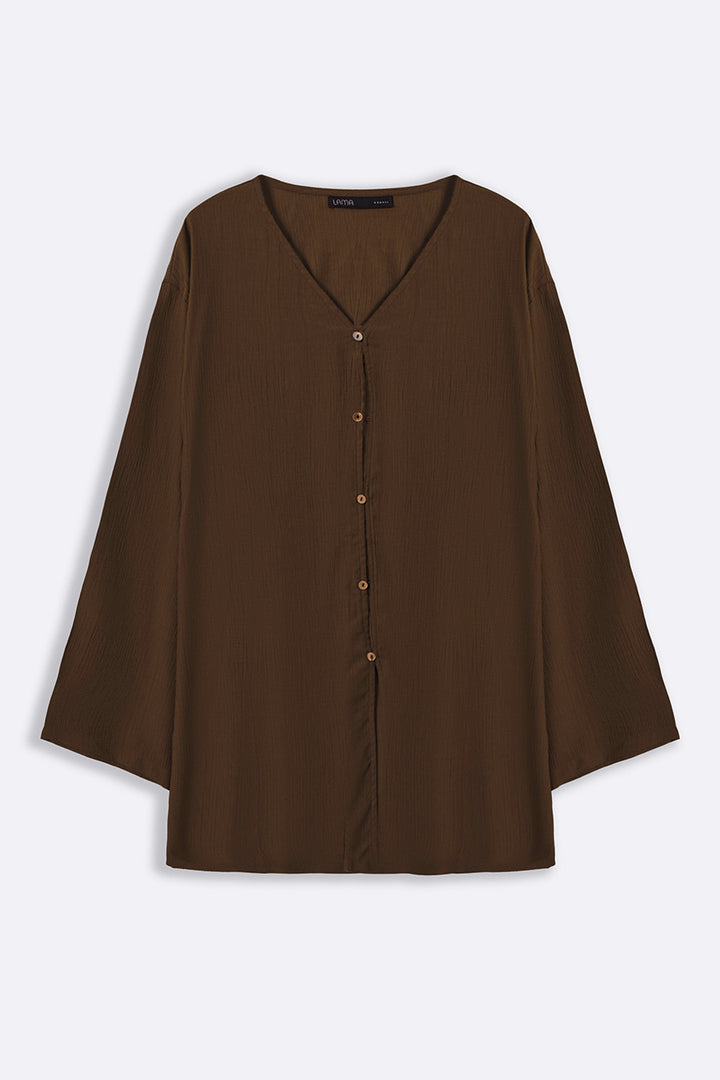 OLIVE FLOWY TEXTURED BLOUSE