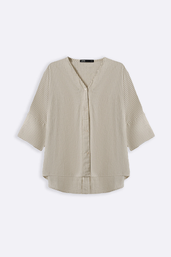 ECRU LINEN BATWING SHIRT