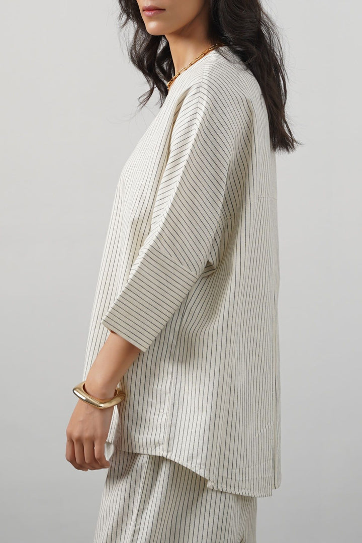 ECRU LINEN BATWING SHIRT