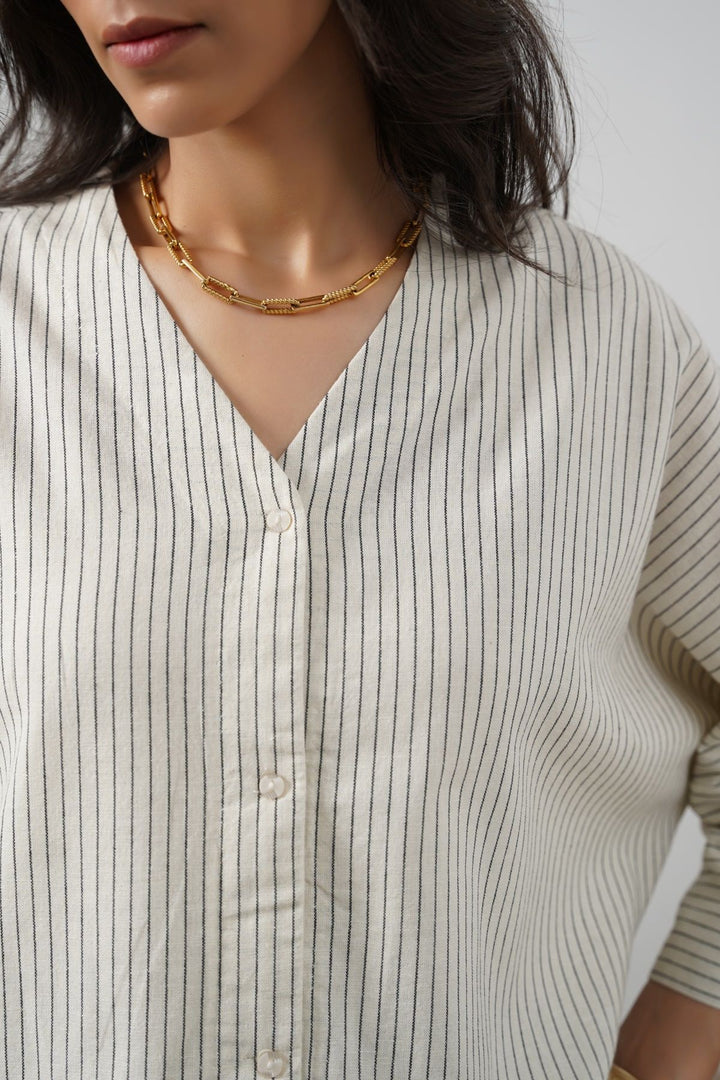 ECRU LINEN BATWING SHIRT