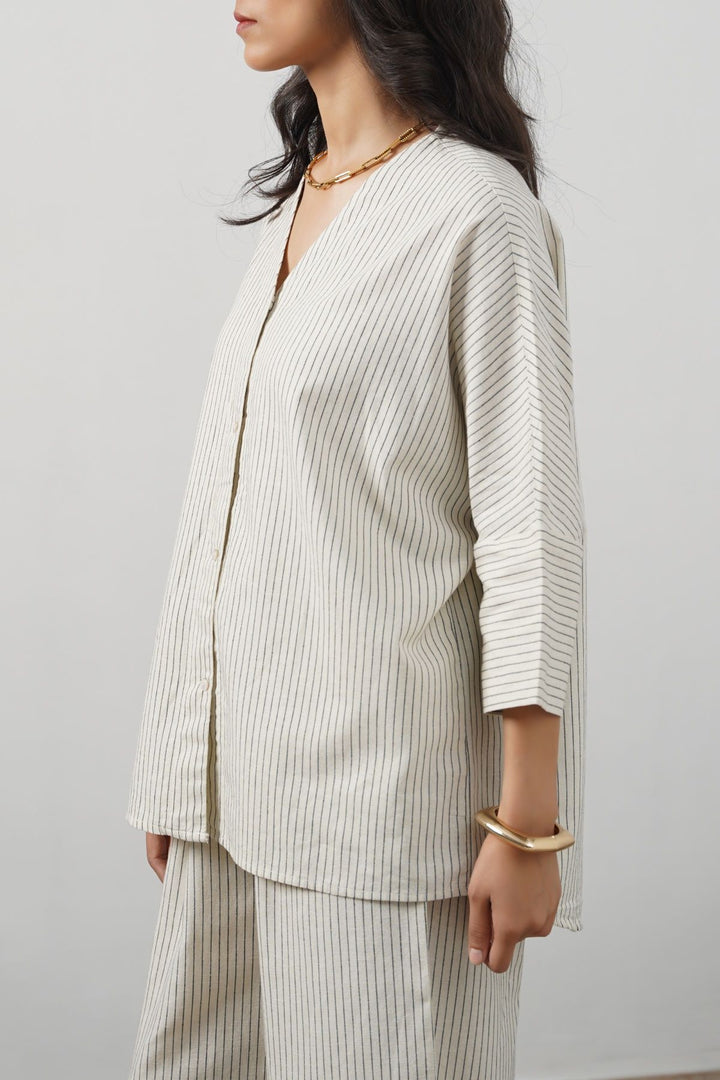 ECRU LINEN BATWING SHIRT