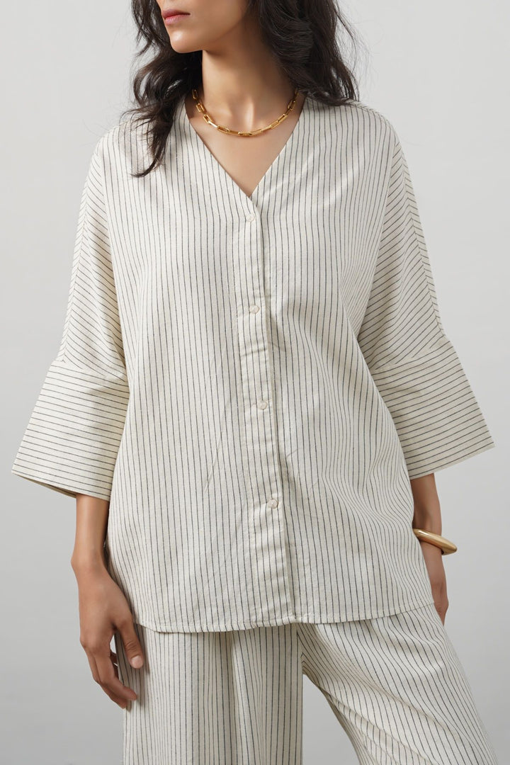 ECRU LINEN BATWING SHIRT