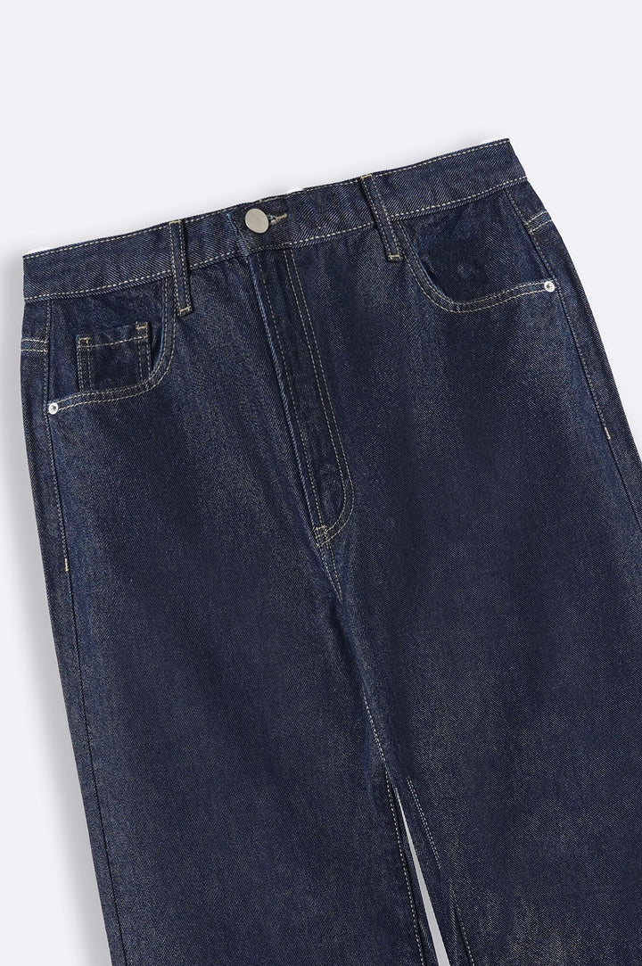 DARK BLUE FOLD UP STRAIGHT JEANS