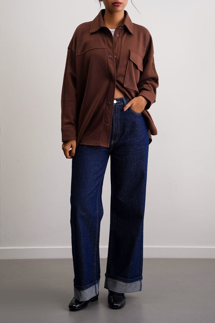 DARK BLUE FOLD UP STRAIGHT JEANS