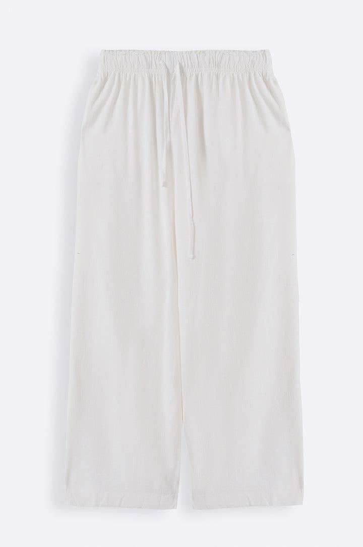 WHITE WIDE ANKLE PANTS