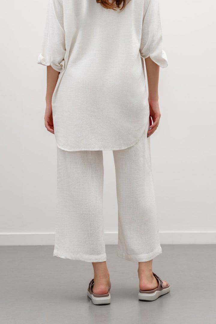 WHITE WIDE ANKLE PANTS