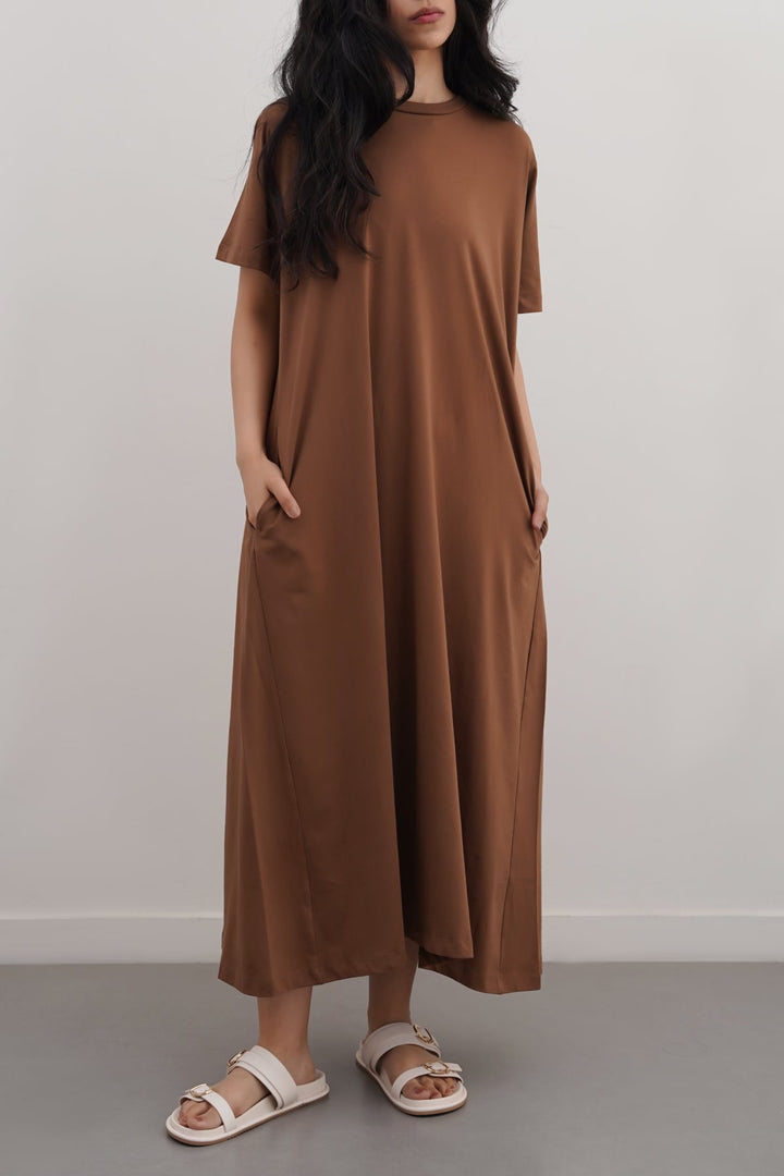 COFFEE LONG A-LINE DRESS