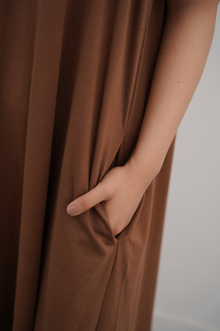 COFFEE LONG A-LINE DRESS