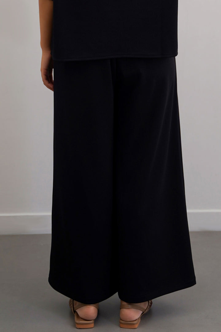 BLACK TWILL TEXTURED CULOTTES