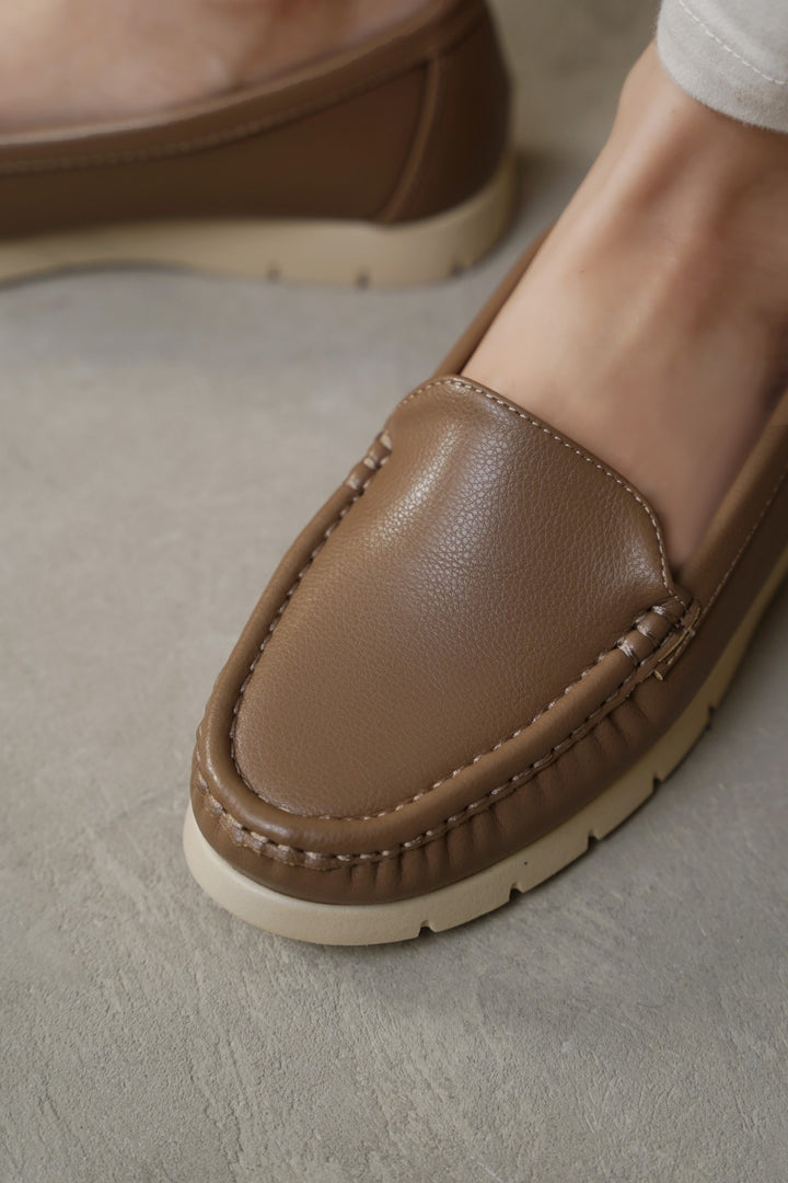 TAUPE-SOFT CHUNKY LOAFERS