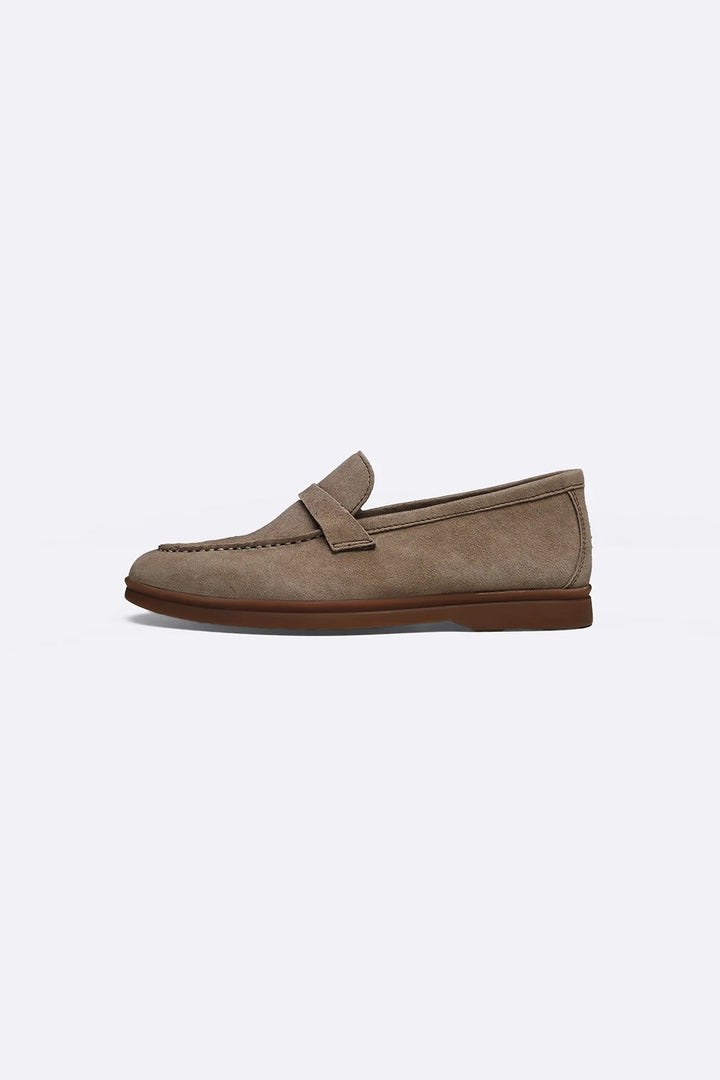 TAUPE PALM & PEBBLE LEATHER LOAFERS