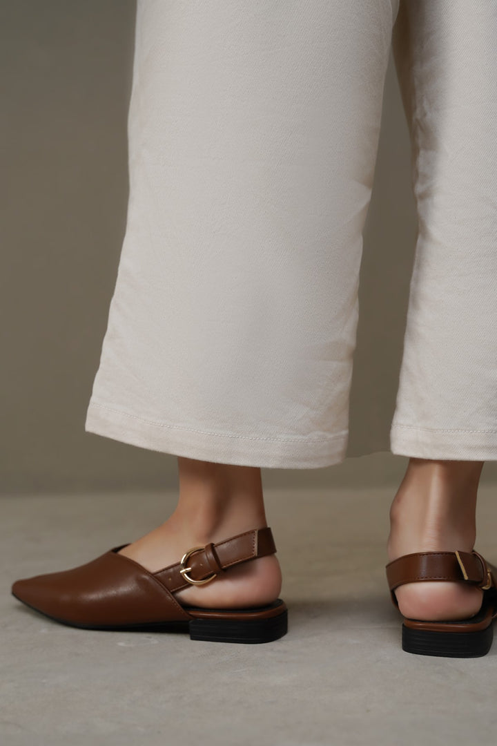 TAN-SLINGBACK PUMPS