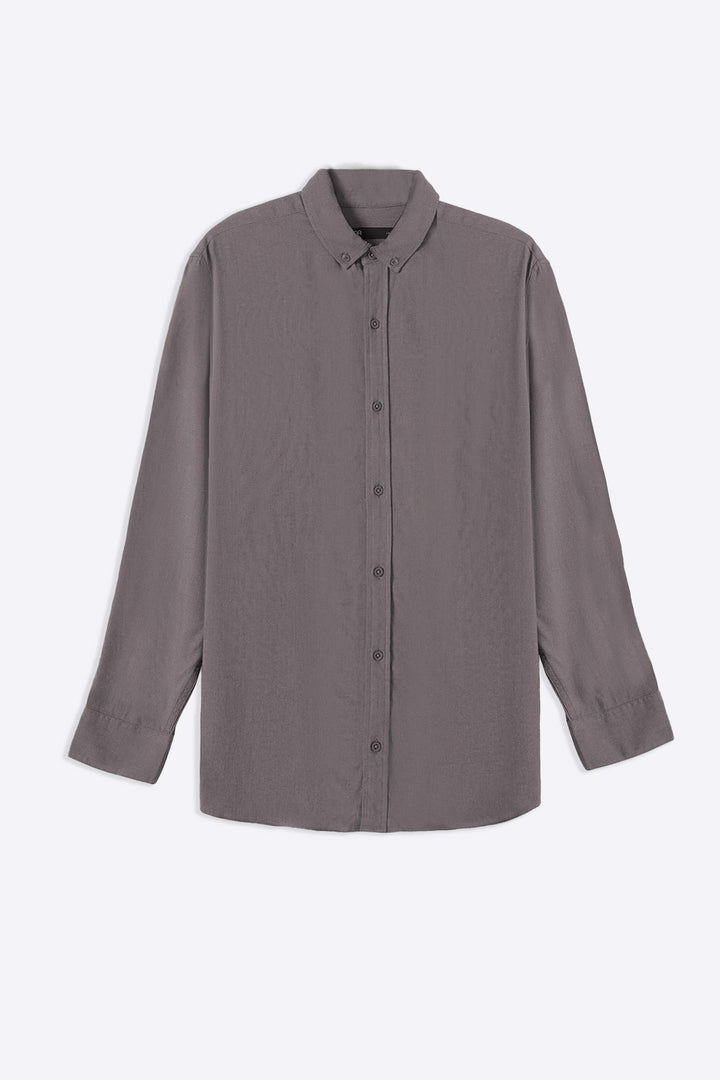 DARK GREY LINEN SLUB COLLAR SHIRT