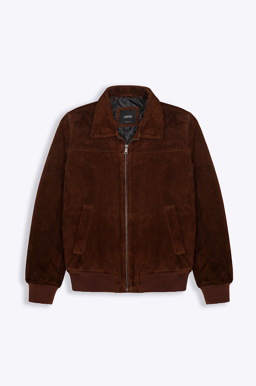 BROWN SUEDE JACKET WITH LAMB WOOL COLLAR