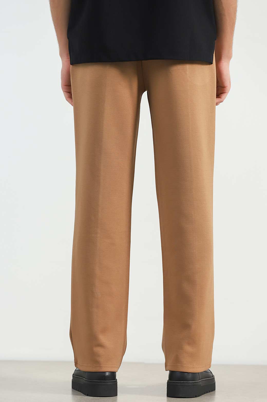 KHAKI STRAIGHT KNITTED PANTS
