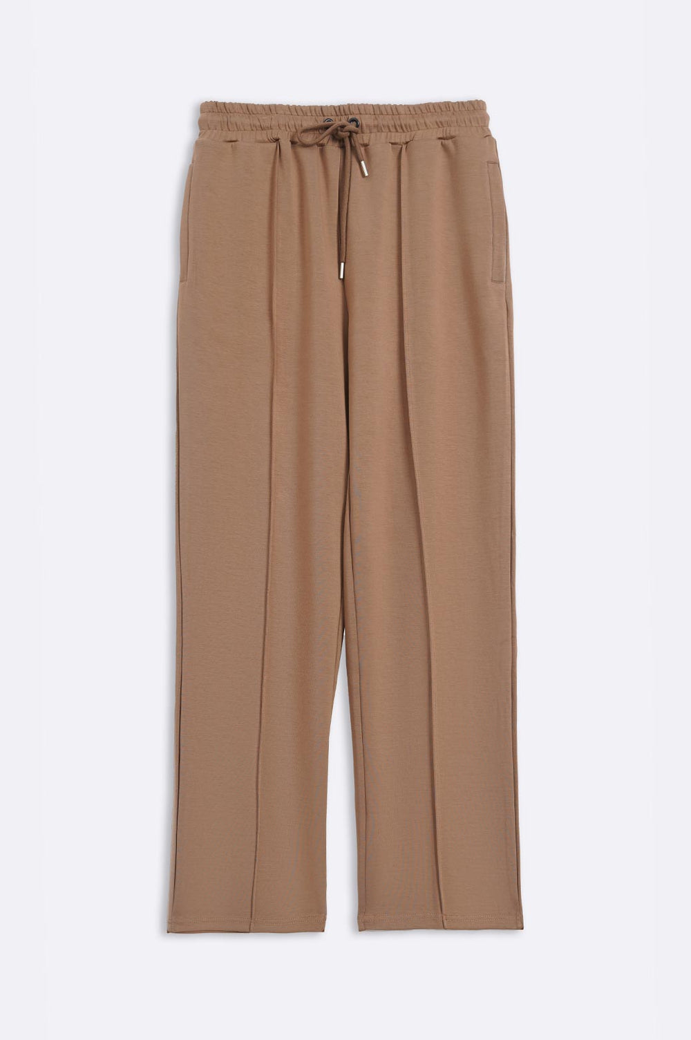 CREAM STRAIGHT KNITTED PANTS