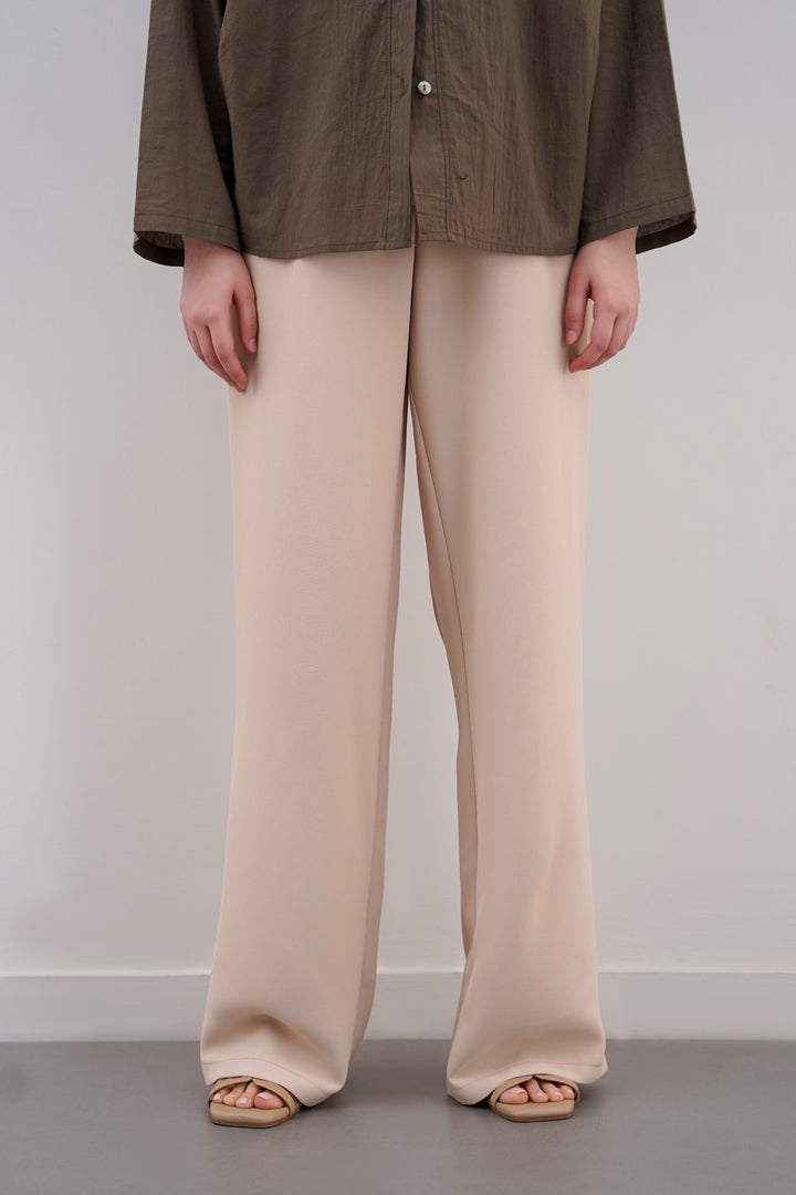 BEIGE LONG FORMAL STRAIGHT TROUSERS
