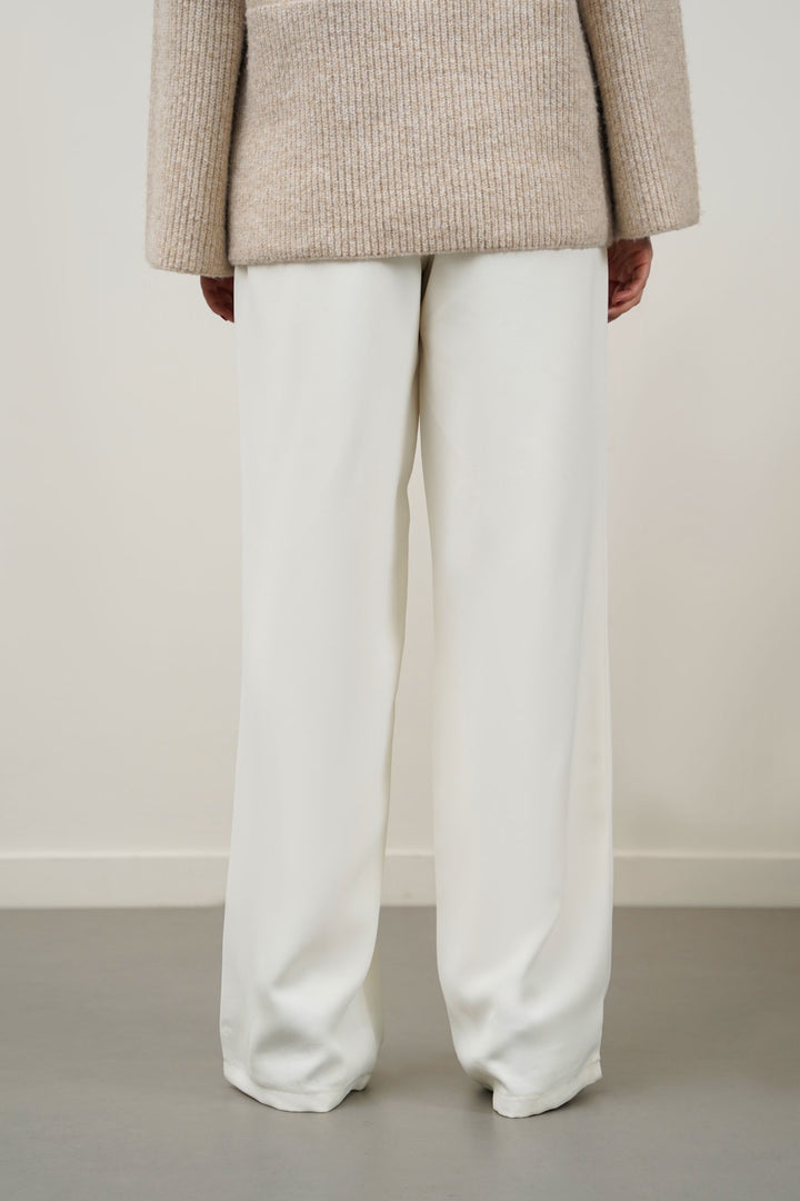 WHITE LONG FORMAL STRAIGHT TROUSERS