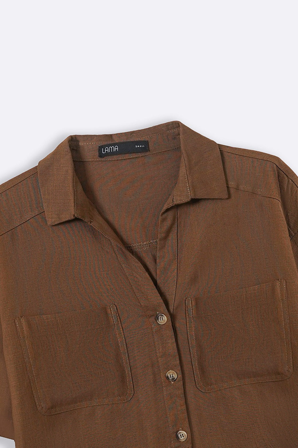 BROWN CROPPED BUTTON DOWN