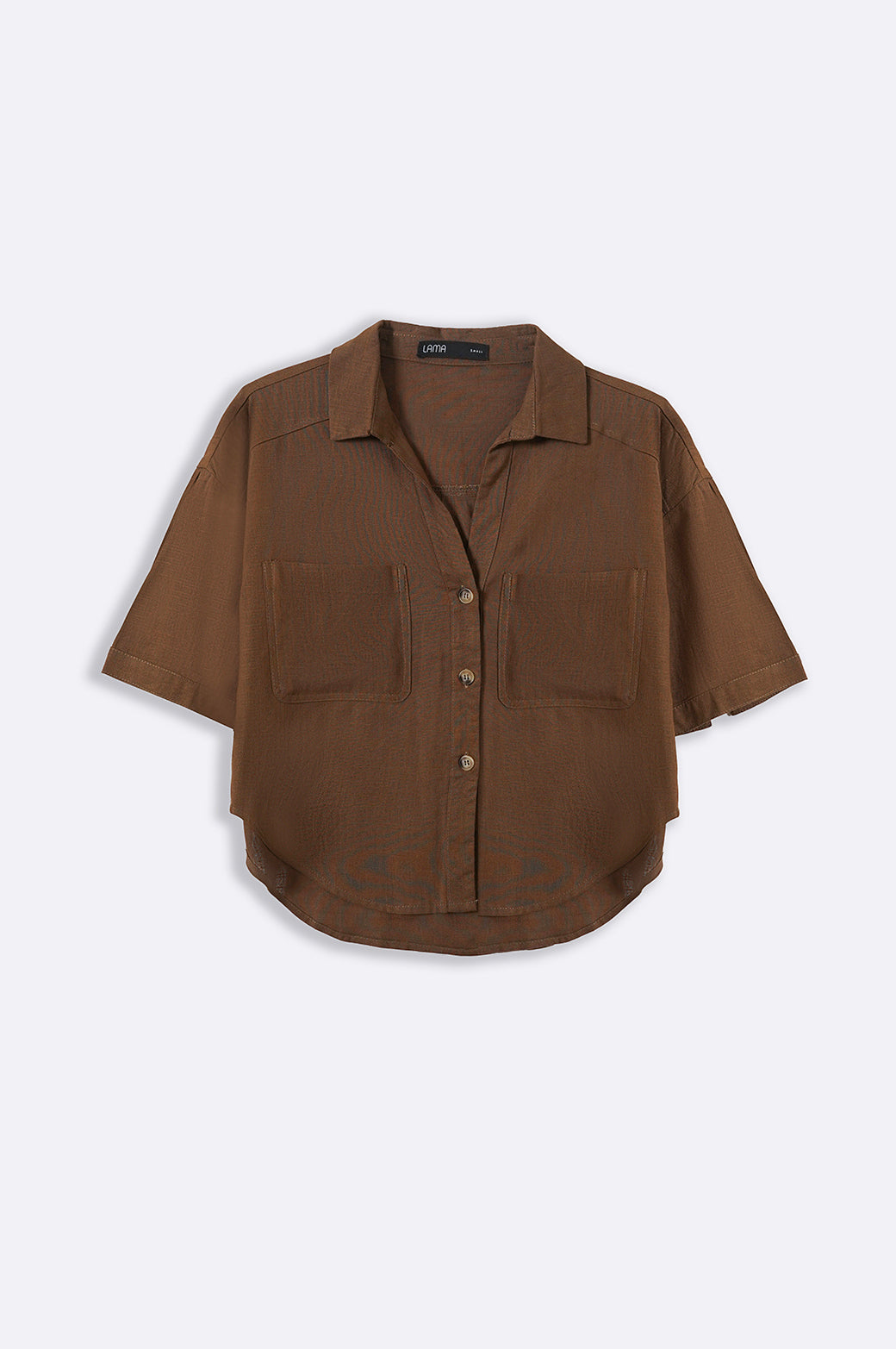 BROWN CROPPED BUTTON DOWN