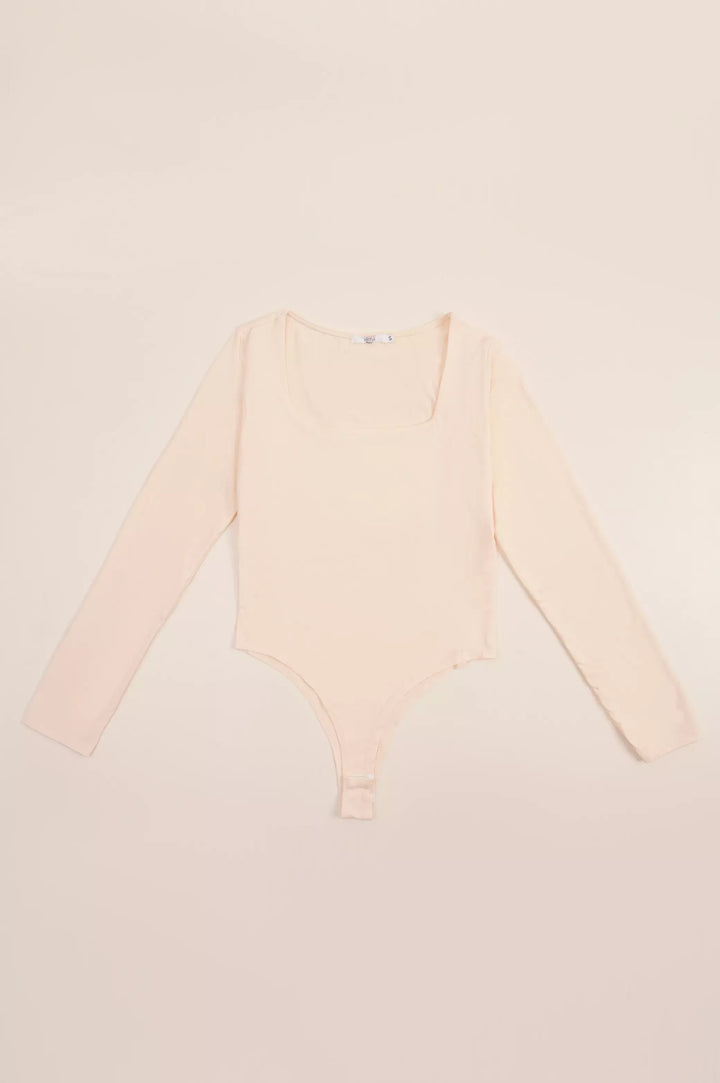 CREAM SQUARE NECK BODYSUIT