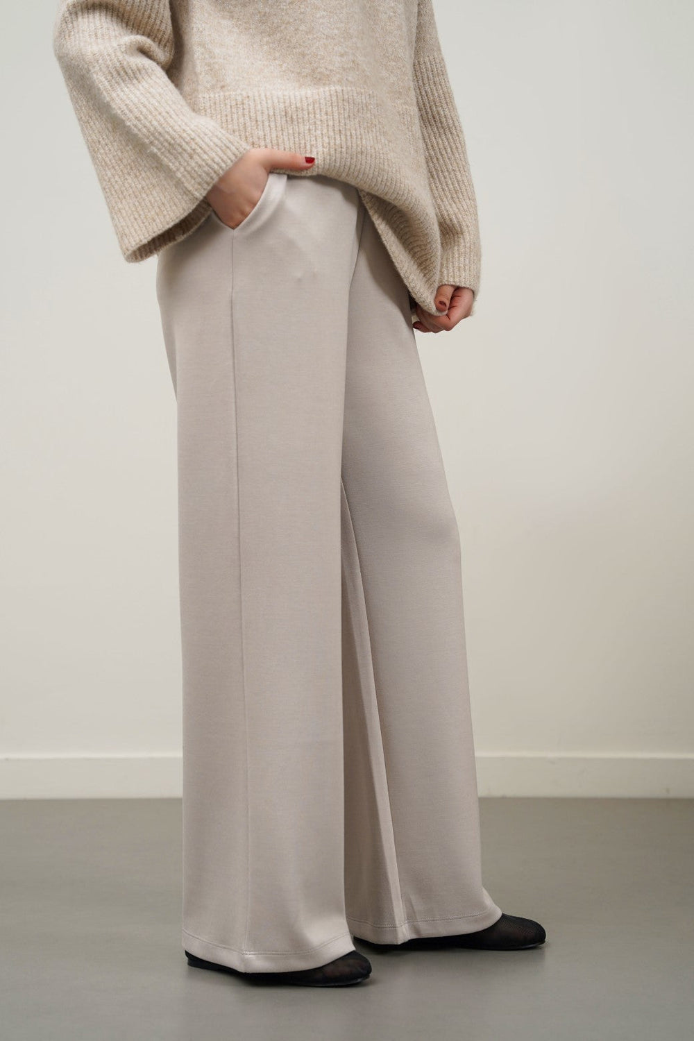 BEIGE ALL-DAY WIDE PANTS