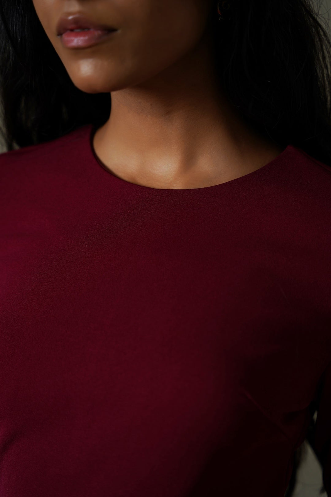 BURGUNDY TAILORED SLIM FIT DRESS