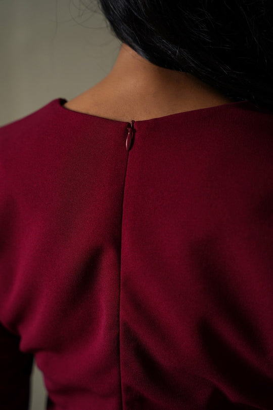 BURGUNDY TAILORED SLIM FIT DRESS