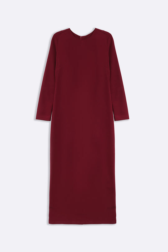 BURGUNDY TAILORED SLIM FIT DRESS
