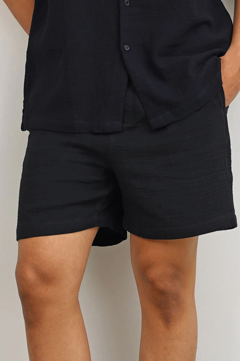 BLACK MUSLIN SHORTS