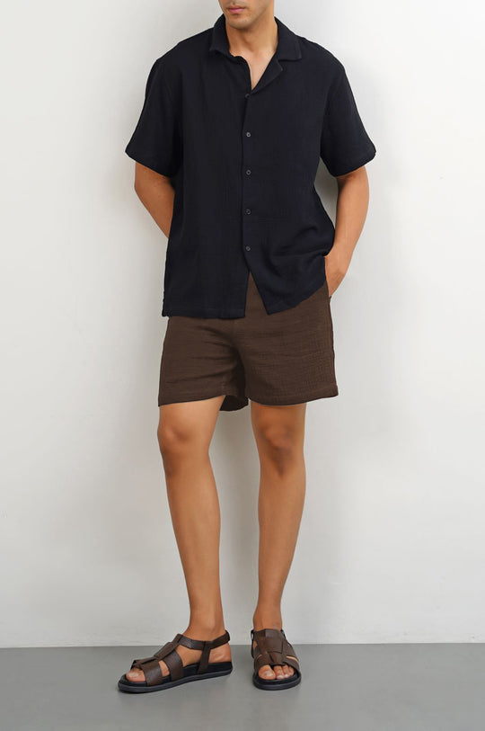 BROWN MUSLIN SHORTS