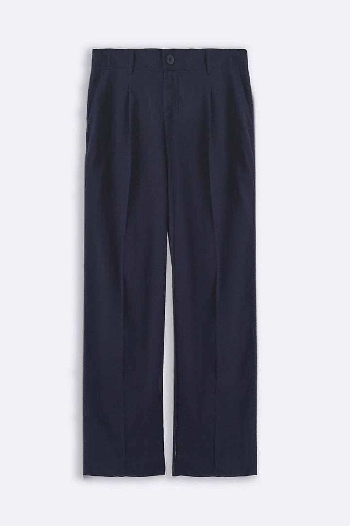 NAVY BASIC LINEN PANTS