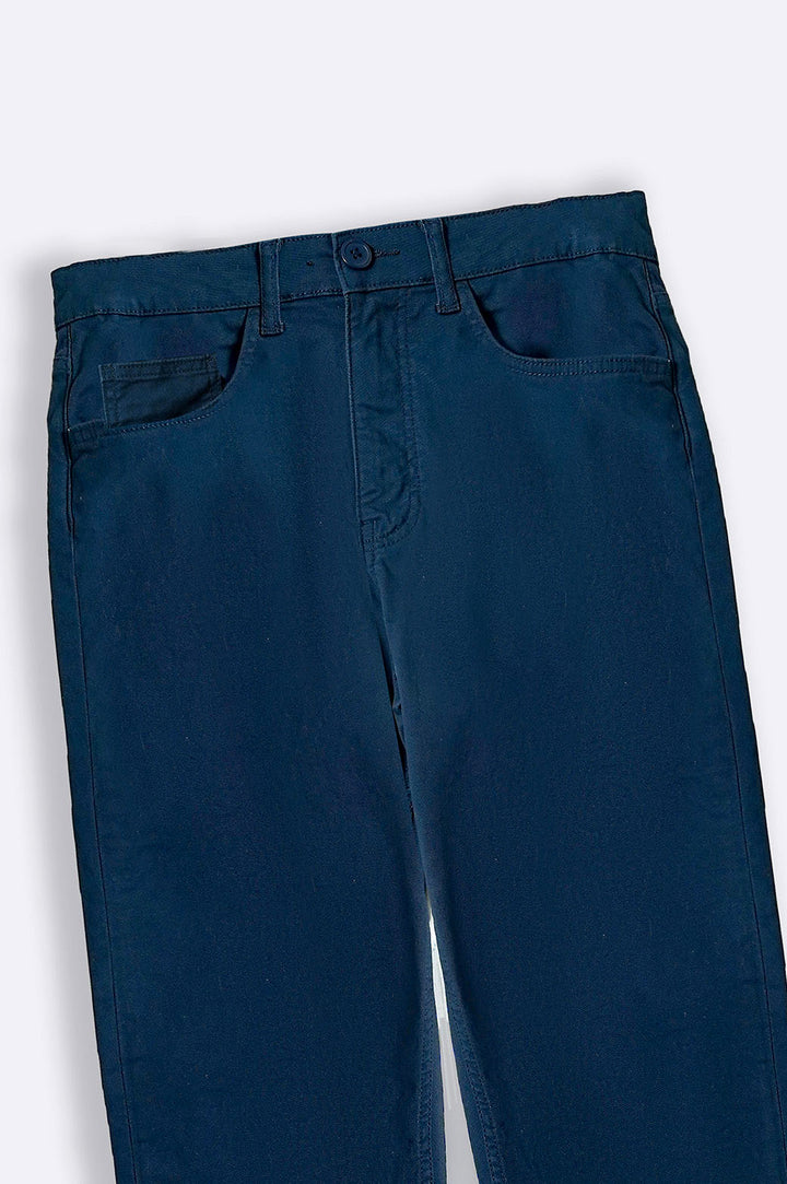 NAVY STRAIGHT COTTON PANT